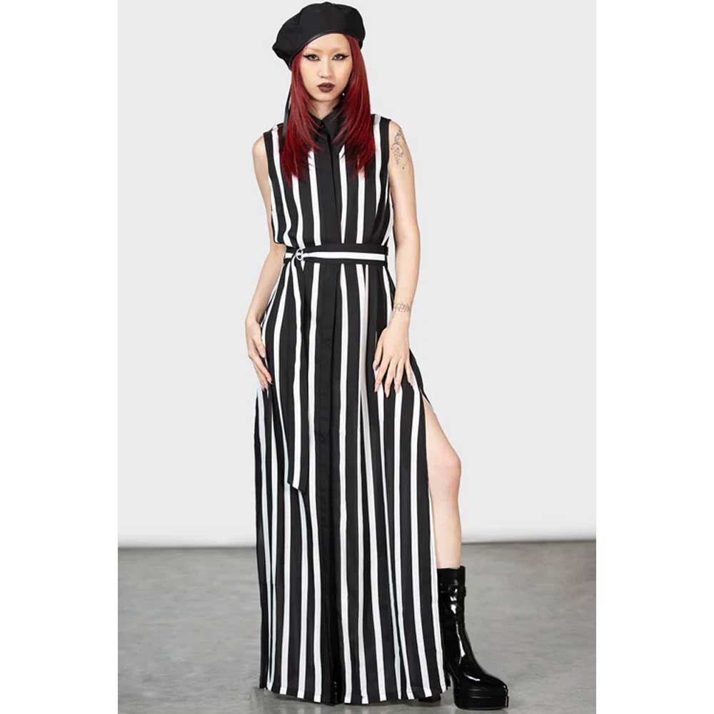 Killstar - Zephaniah Shirt Maxi long dress - Black/White
